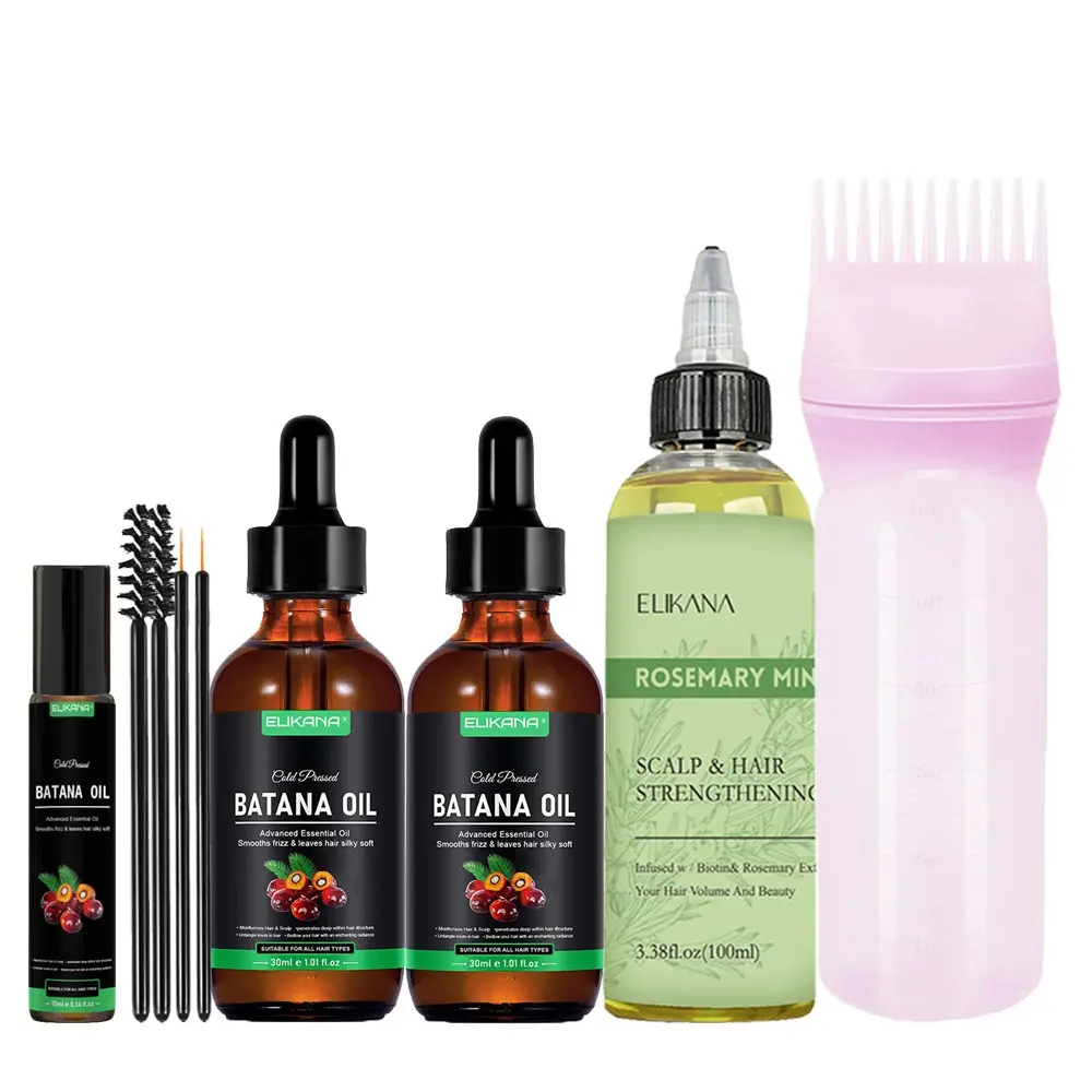 Rosemary and Batana essential oil set, rich in peppermint oil and biotin, moisturizing nourishing formula, Intensive Haircare, cares for dry frizzy hair, deeply nourishes scalp, makes hair thicker, Rosemary Hair Tonic