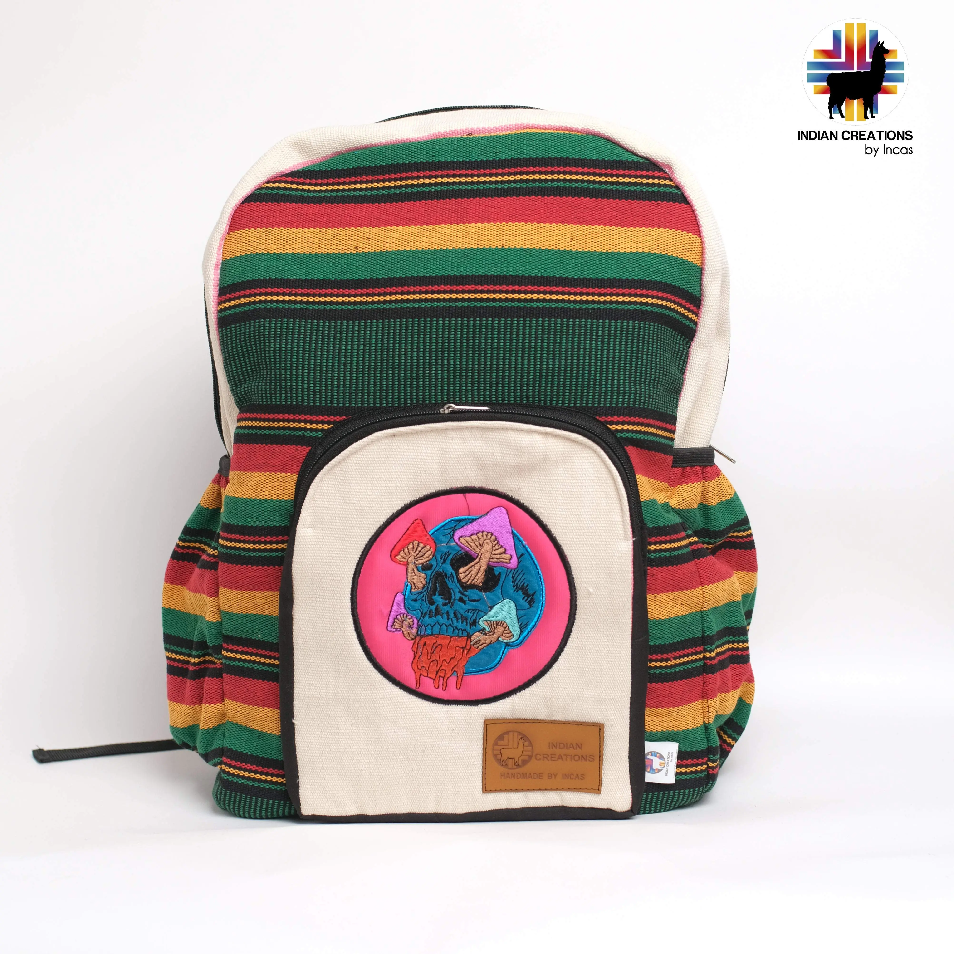Stylish Rasta Zoanthid Handmade Backpack with Zipper Closure and Bottle Holders