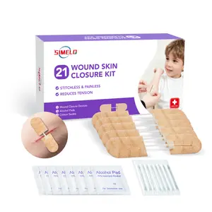 SIMELO Wound Skin Closure Kit (21-Piece Set, 5 Single-Lock Closure Strips) – Stitchless & Painless Wound Closure Strips, Suture & Butterfly Bandage Alternative, Adjustable Tension, Family & Emergency First Aid Kit for Cuts & Wounds