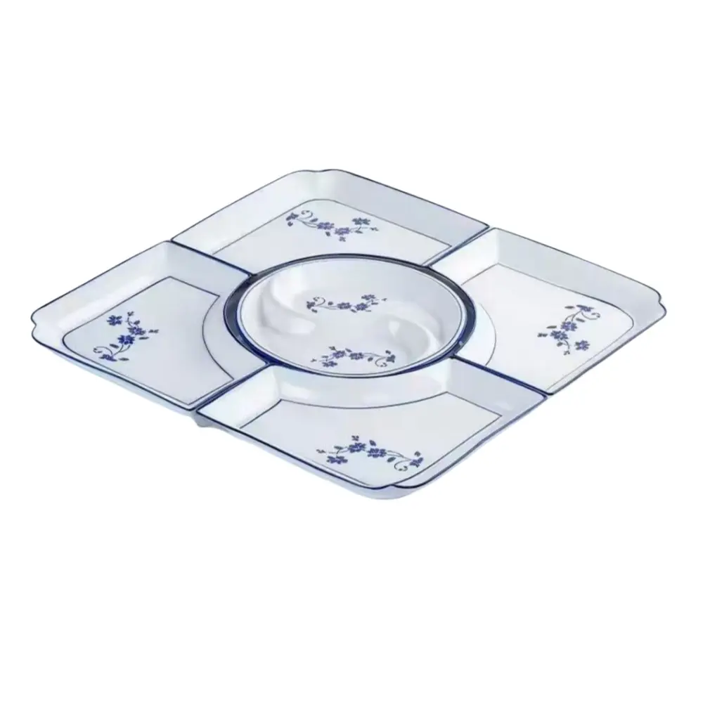 5-Piece Ceramic Dinnerware Set, French Style Flower Plates, Creative Dinner Plates for Home Kitchen and Restaurant, Perfect for Valentine's Day and Thanksgiving