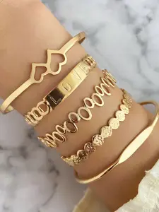 Love Dual Heart Bracelet Set, Bracelets Stack, Stackable Bracelets, Perfect Gift for Girlfriend, Casual Alloy Jewelry, All Seasons Wear, Women's Daily Fashion