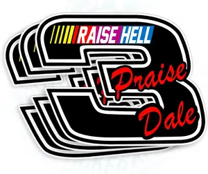(Pcs) Raise Hell Praise Dale  Sticker Number  Racing Car Stickers Racing Race " Waterproof DieCut Vinyl Sticker for Helmet Laptop Water Bottle Phone Car Sticker Gifts  Inches
