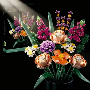 756pcs Flower Bouquet Building Block Building Set 10280 Romantic Rose Orchid Plant Bricks Toys Valentine's Day Gift for Girlfriend