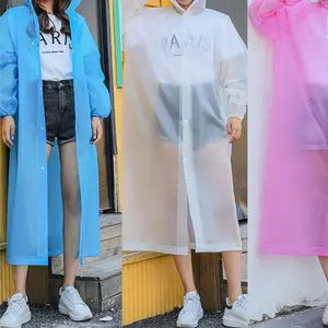 Long Eva Raincoat with Hood, Waterproof Rainproof Adult Raincoat, Unisex, Suitable for All Weather, Lightweight Comfortable Design, Reusable