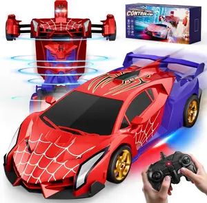 Transforming Spider RC Car Toy with Eye and Underbody Lights 2.4GHz One Key Change Robot Car