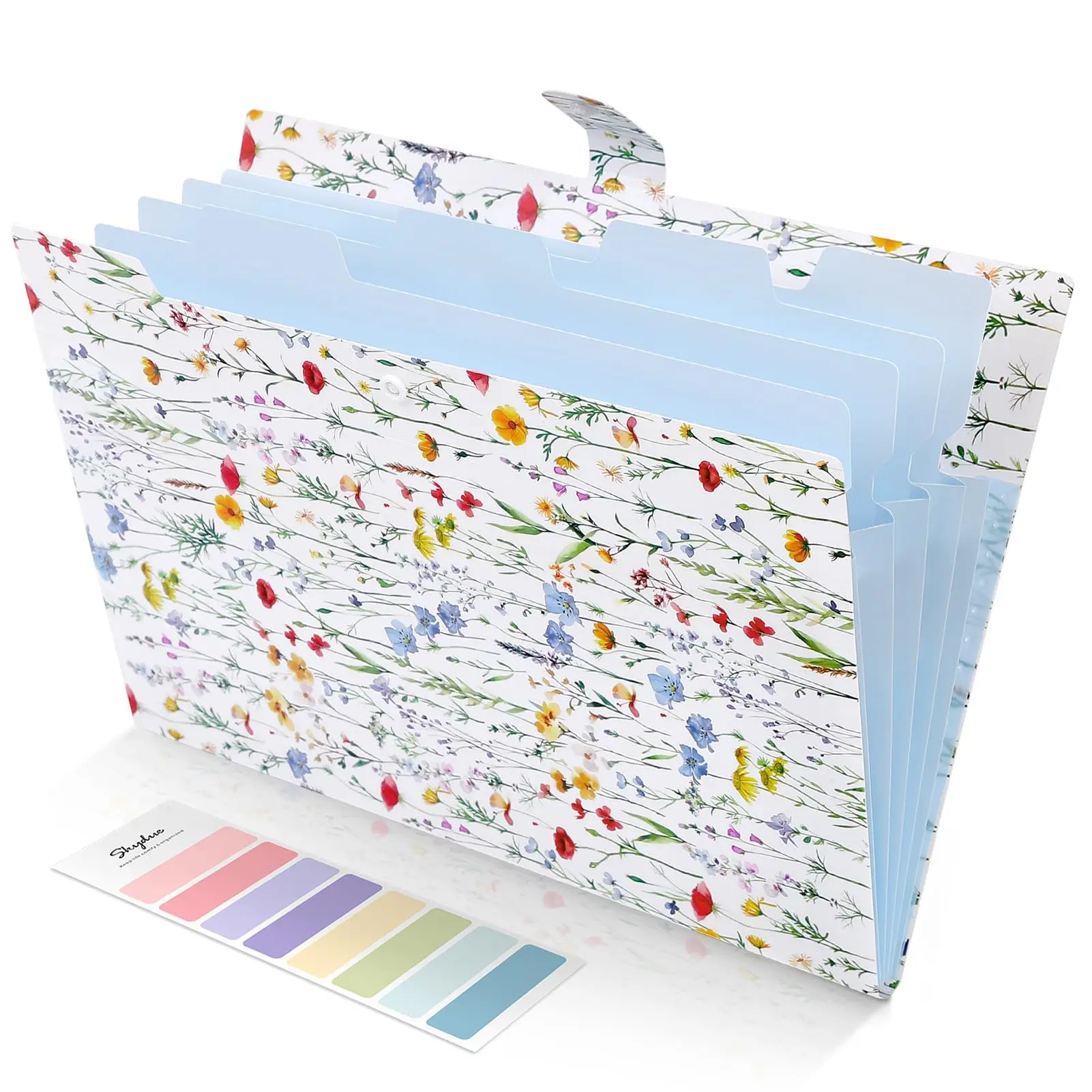 SKYDUE 5-Pocket Floral Expanding Accordion Folder, Cute Multi-Pocket School Supplies Document Organizer for School Office, Important Document Storage & Organization