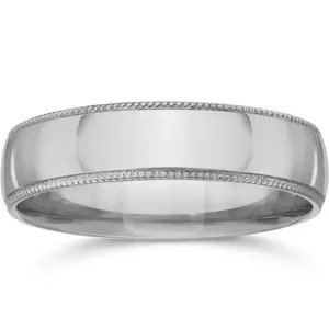 4mm Milgrain Mens Wedding Band 950 Platinum
