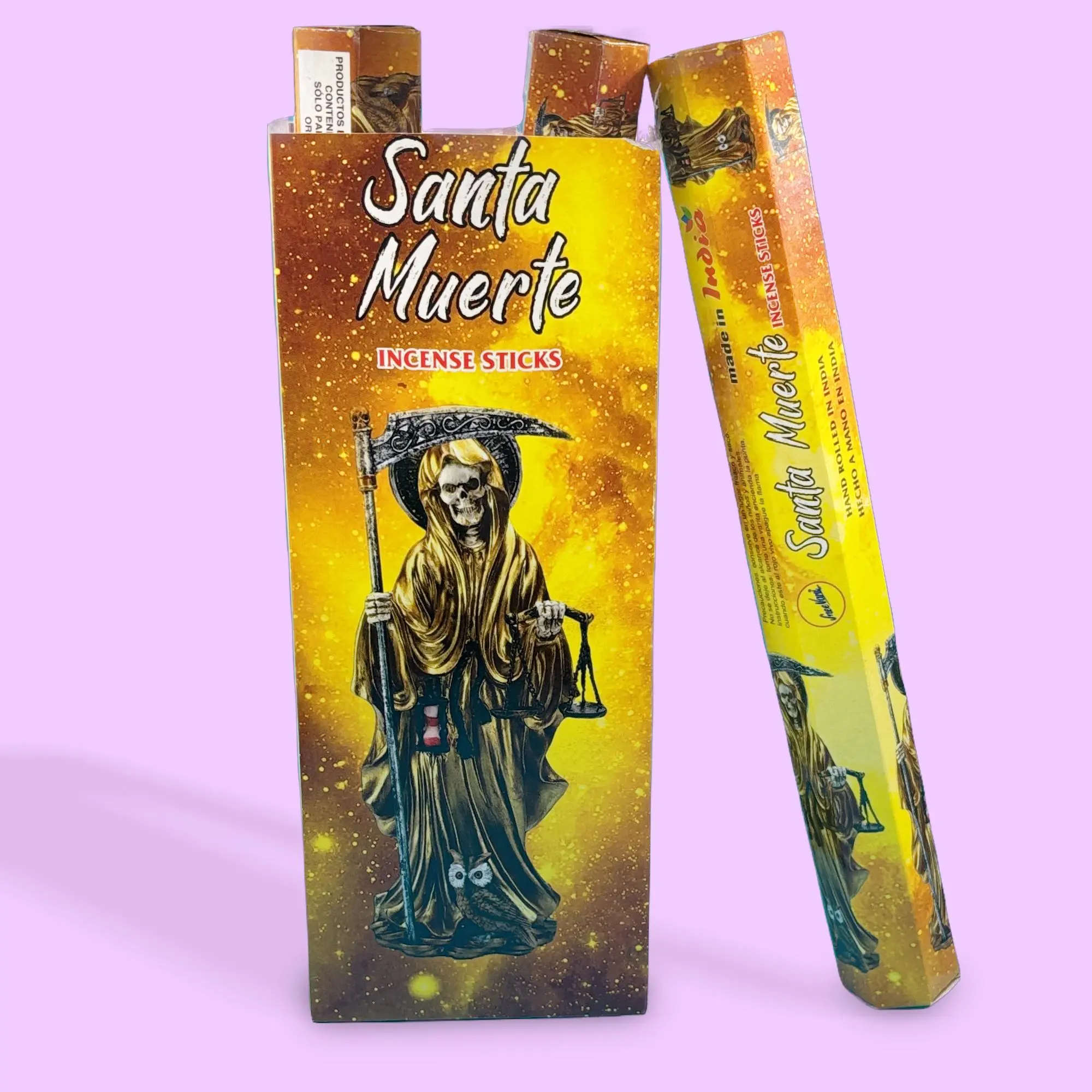 Santa Muerte Abundance Incense, 1 Pack - Home Fragrance for Work Spaces, Gold-Accented Home Care Supply