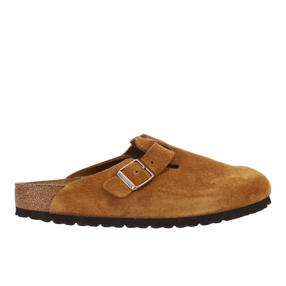 BIRKENSTOCK Womens Boston Soft Footbed Suede Leather Clogs Casual - Brown