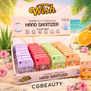 Wish 34ml Fragranced Hand Sanitizer Spray. Portable, moisturizing mini perfume. Fresh and fruity scent. Leaves hands clean, moisturized, and delicately fragranced.