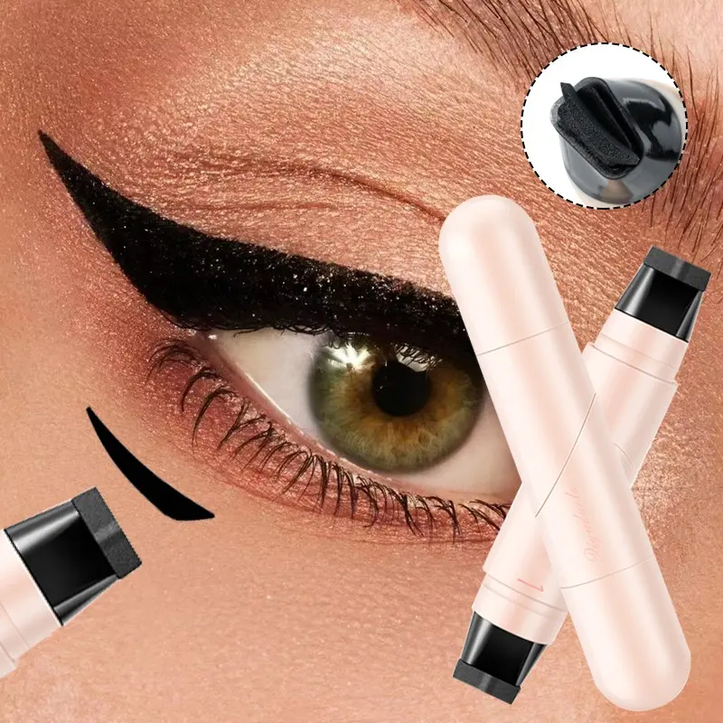 1 Rotating Eyeliner Stamp Pen, Liquid Eyeliner, Winged Eyeliner Stamp, Eyeliner Stamp Wingliner, Double-ended wing-shaped stamp, quick-drying, long-lasting, smudge-proof, creates cat-eye makeup, suitable for teenagers and adults