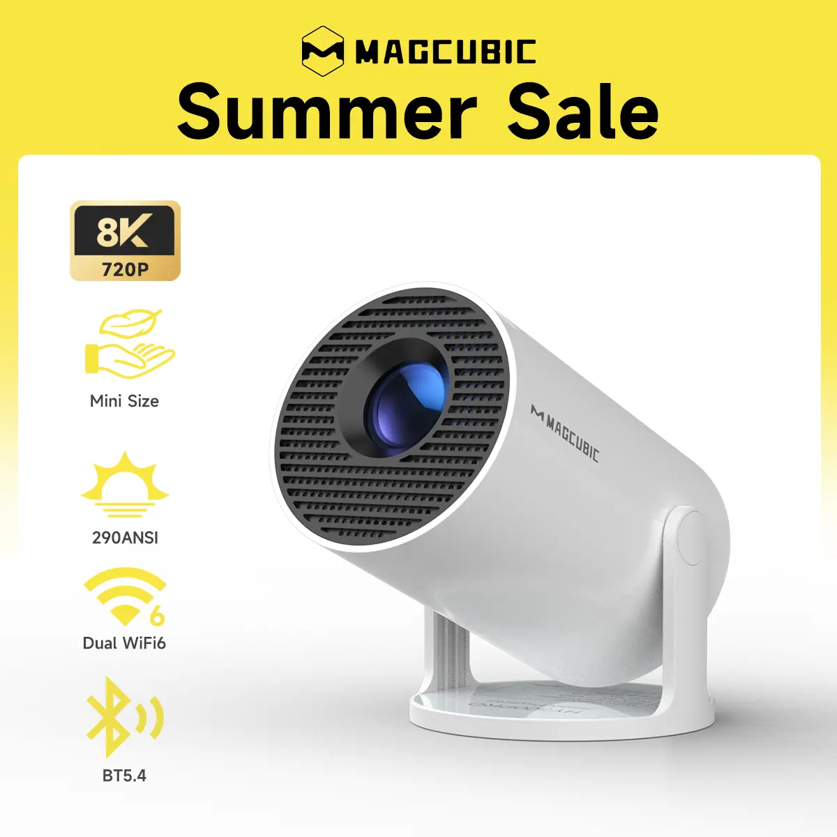 [US warehouse] Magcubic HY300Pro Projector 290ANSI Android 14 Dual WiFi6 8K 4K Decode Auto Keystone Correction Wireless BT5.4 130"Screen 1280*720P Built-in Speaker AllwinnerH726 Mini Portable Outdoor Gift Projectors for bedroom#SummerWins #DealsForYouDays