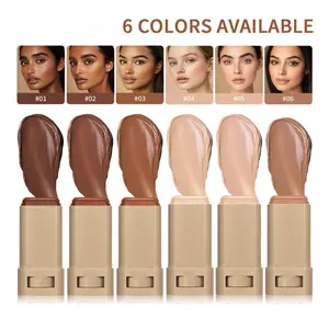 Moisturizing foundation stick with 6 color options - durable, lightweight formula, suitable for various skin tones, matte finish, waterproof facial makeup foundation stick, facial color moisturizer, Longwear Makeup, Matte Face Makeup