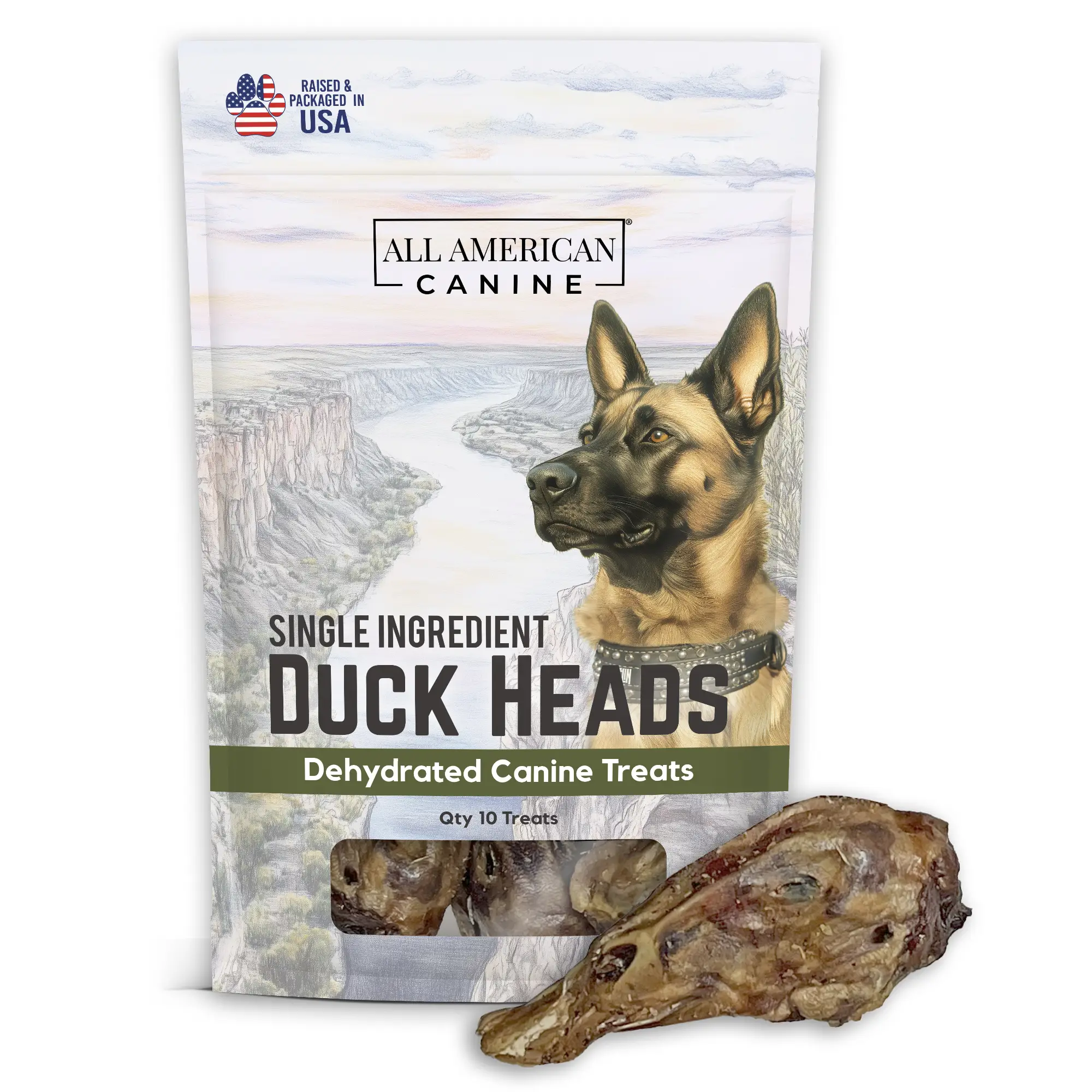All American Canine Duck Heads Natural Single Ingredient Chewy Digestible Low-Fa...