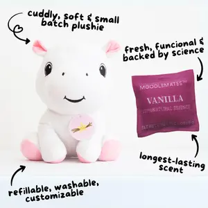 Moodlemates Happy Hippo Scented Plushie | Vanilla Scent | Cuddly & Soft | Washable
