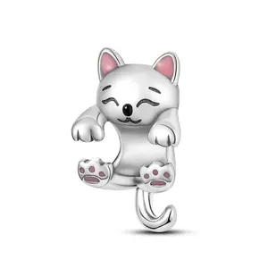 MULA Enamel-Detailed Kitten Charm Bead, Unisex Costume Jewelry Accessory for Everyday Wear, Compatible with Bracelets & Necklaces, Ideal Gift for Pet Lovers