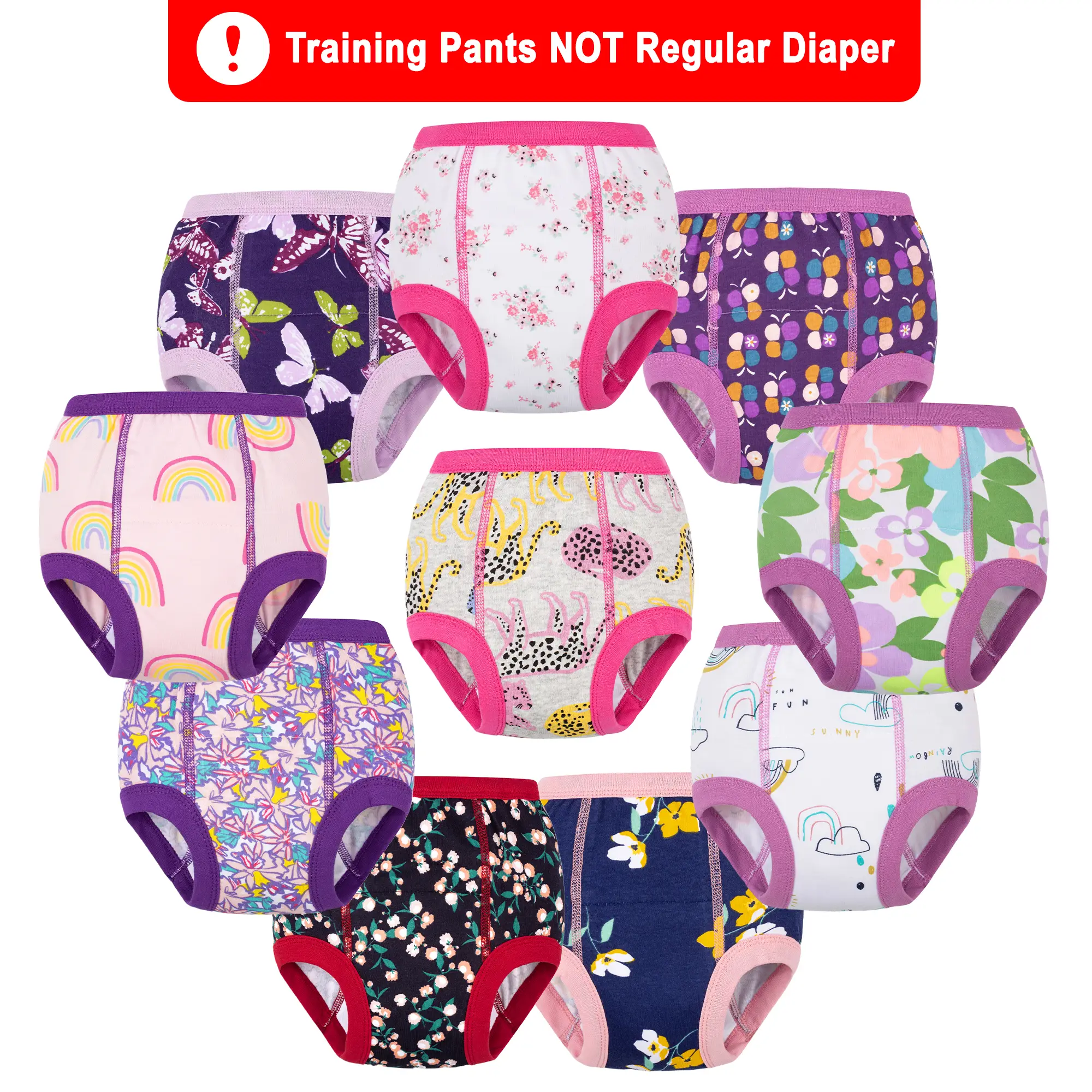 10-Pack Potty Training Pants for Boys and Girls – Soft and Comfortable Washable Training Pants for Kids