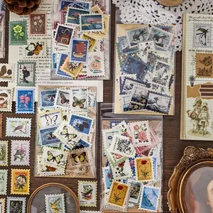 Random Vintage Stamp Sticker, 40pcs DIY Decorative Sticker, Retro Handbook Material Paper For Scrapbooking & Journal Making, Gifts For Girls, School Supplies, Crafts