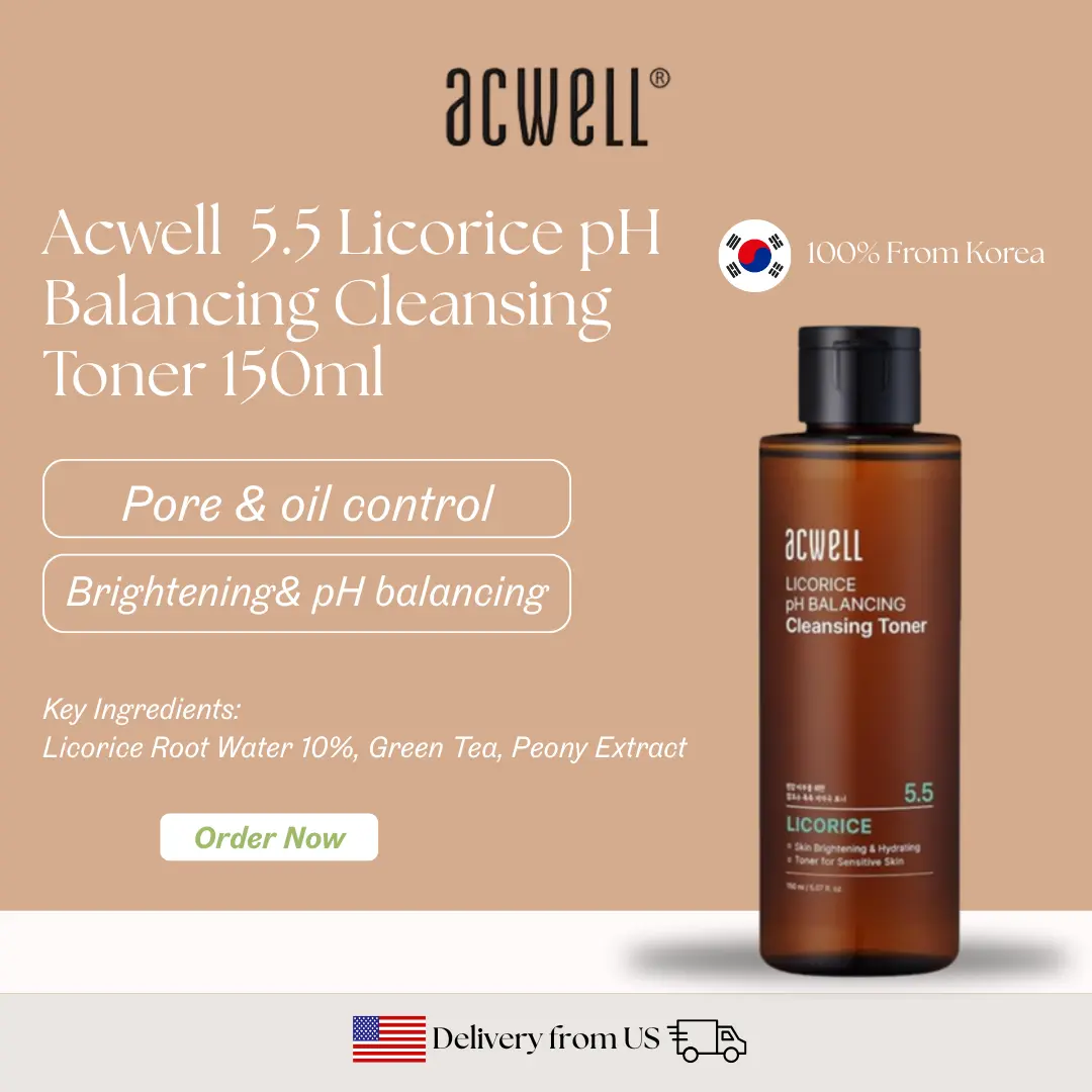 Acwell 5.5 Licorice pH Balancing Cleansing Toner 150ml - Korean Toner for All Skin Types, Mild Acidic, Hydrating, Alcohol-Free, Dermatologically Tested - Moisture
