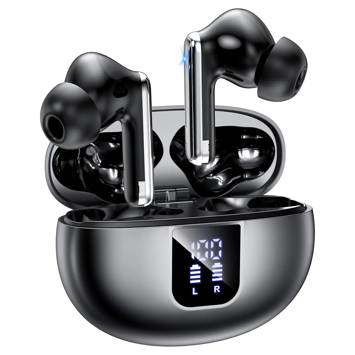 True Wireless Bluetooth Earbuds, In-Ear Noise Cancelling Headphones with 175-Language Support, No Subscription, 35H Playtime, Mic, LED Display Chargeable Case, Waterproof, Deep Bass Stereo for iPhone/Android, True Wireless Headphones