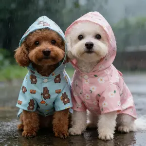 1 Pc Cute Print Pet Raincoat, Waterproof Hooded Jacket for Medium Small Dogs, Stylish Dog Outerwear, Perfect for Rainy Days