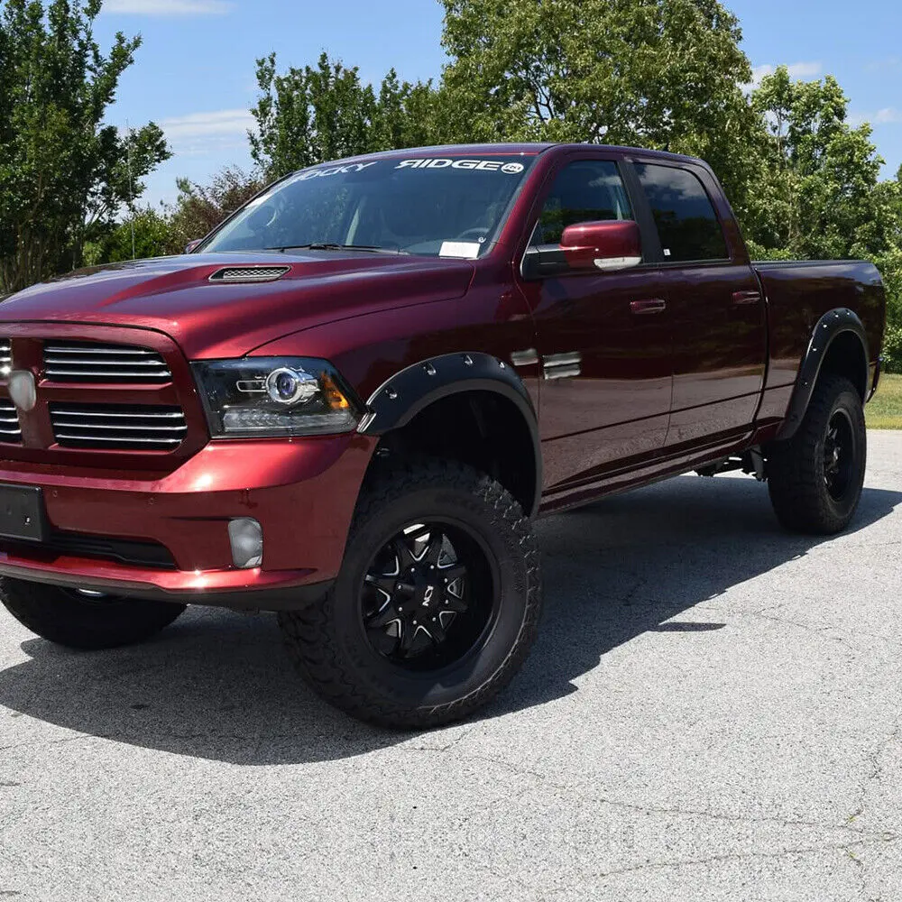 4Pcs G-PLUS Polypropylene Smooth Pocket-Riveted 3-Inch Wheel Fender Flares, Spray Guard for Wheel Protection, Fit for 09-22 Dodge Ram 1500 Fleetside, Automotive Car Accessories with Included Hardware