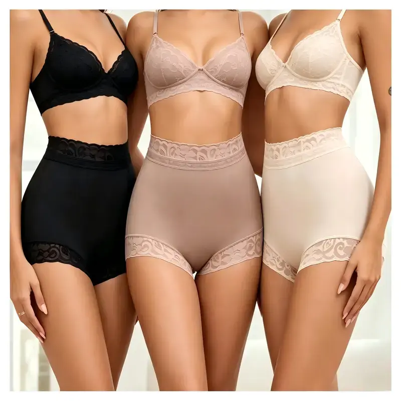 Women's Seamless Shapewear Panty 3-Pack - Stretchy High Waist Tummy Control, Butt Lifting Compression with Anti-Slip Silicone Band