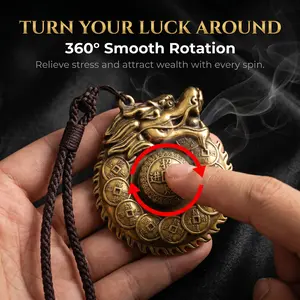 Brass Dragon Amulet  Lucky  Keychain ,Turn Our Luck Around ,360° Smooth Rotation,Traditional Chinese Feng Shui Door Decor, Portable Charm, Unique Gift Idea, Home Ornament