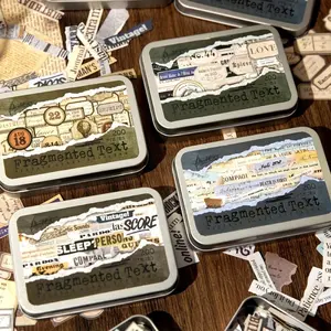 Vintage Scrapbooking Sticker with Iron Box, 200pcs/set Creative Vintage Letter Sticker, DIY Decorative Sticker for Scrapbook, Junk Journal, Art Stickers