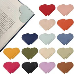 30 Packs Leather Heart Book Marks for Reading Women - Cute Bookmarks for Book Lovers -  Gifts for Women (Solid Color)