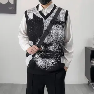 Spring and Autumn Korean Style Loose Base Knitted Vest Sleeveless Men's Trendy Pullover Sweater Vest Jacket Top