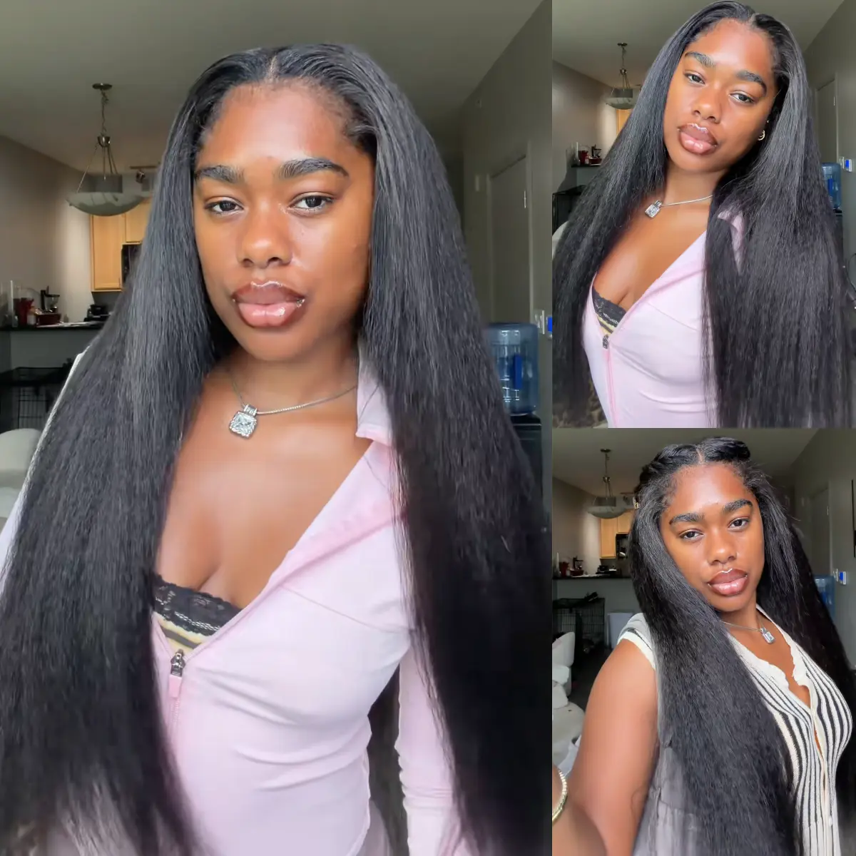 [Blend Natural]UNice Upgrade V Part Glueless Kinky Straight Human Hair Wig with Drawstring No Leave Out Beginner Friendly Easy to Install Summer Wig Tiktokshopsummersale