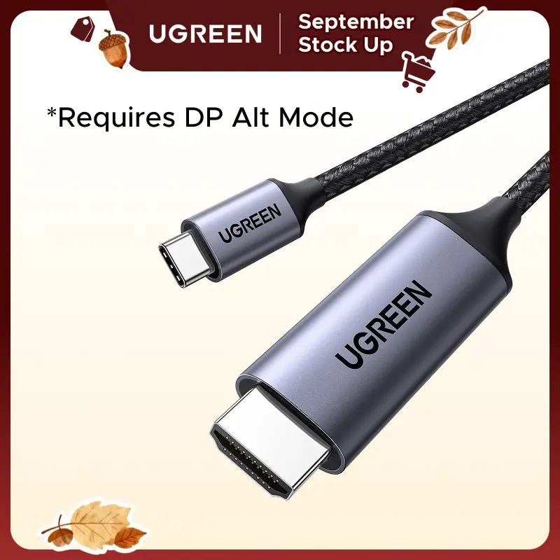 UGREEN Unidirectional Type-C to HDMI 2.0 Cable - 4K@60Hz, 6.6FT, Thunderbolt 4/3 Compatible, High-Speed Data Transfer & Modern Adapters & Cables for iPhone 17 Pro Max, MacBook (Home/Office Accessories)