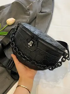 New Unique Design Skull Pattern Bag, Bold Fashionable Shoulder Crossbody Bag, Versatile Style for All Occasions, Crossbody Chain Bag, Fashionable Unique Bags