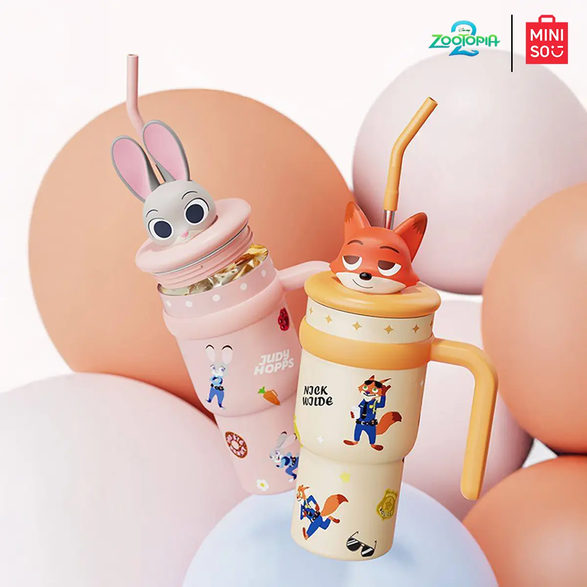 Disney Zootopia Series Doll Ice Heater Insulated Cup 700ML(23.67OZ), Adorable Zootopia Character Design, Perfect for DIY Cute Daily Drink Scenes, Holiday Ideal for Hot/Cold Drinks & Fan Use, Great for Daily Carry Tumbler Detachable Wide Mouth Mug Lid