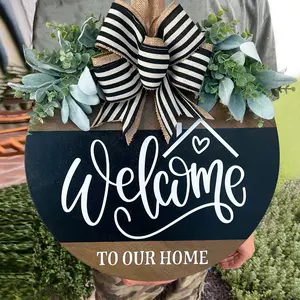 Welcome Door Front Door Decor, Welcome Door Sign, Welcome Door Wreath, Welcome Door Hanger, Welcome to Our Home Door Sign, Welcome to Our Home Wreath, Wooden Letter Sign, Door Hanging Sign
