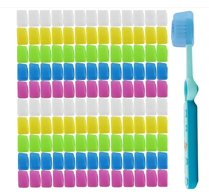 100-Piece Mixed Color Toothbrush Head Covers, Lightweight & Dustproof Plastic Protectors for Travel, Camping, & Home, 100 Pcs Mix