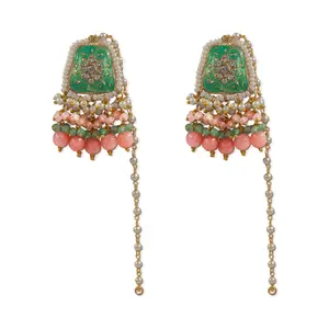 Meenakari Pearl Drop Earrings