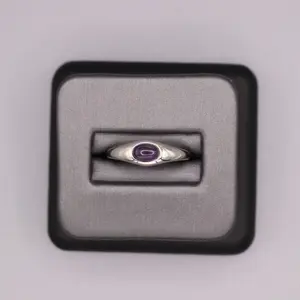 Sterling Silver Stone Ring - Amethyst Band