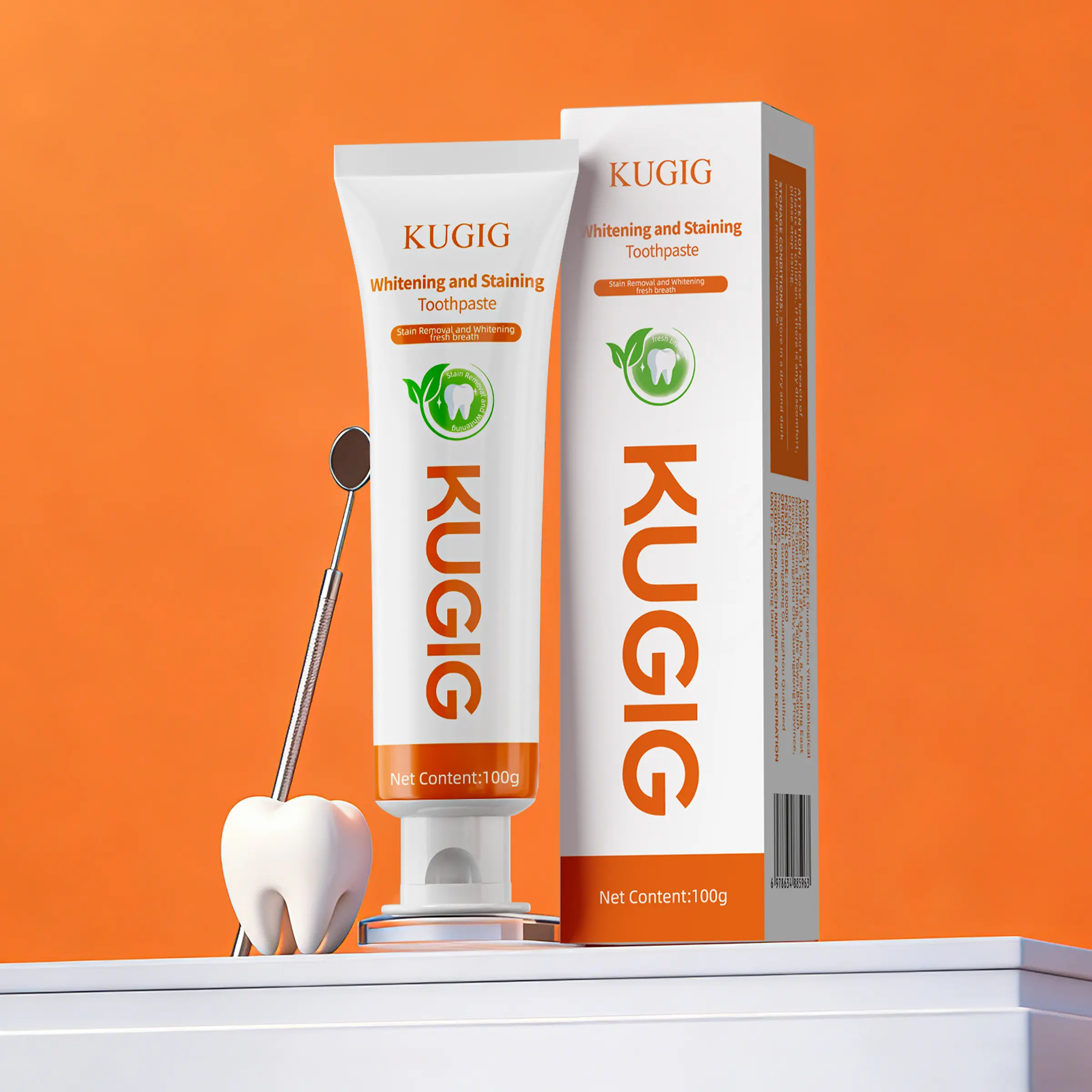KUGIG Fluoride-Free Anti-Yellowing Toothpaste, Gentle Oral Care for Sensitive Teeth & Gums, Cool Mint-Flavor (Gentle Mint, Peppermint Options) for Surface Stain & Plaque Removal, Freshens Breath, Daily Use, Anti-Yellowing Toothpastes