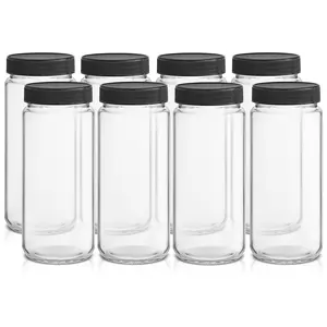 JoyJolt Reusable Glass Juice Bottles with Lidset of 8 JoyJolt Reusable Glass Juice Bottles with Lidset of 8