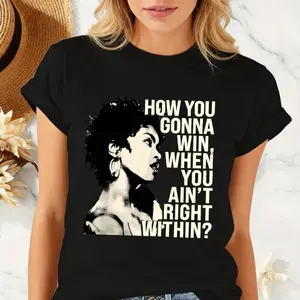 Women's Short-Sleeve T-Shirt - Polyester Round Neck, Inspirational Quote Prints, Comfortable Fit Casual Sports Top, Tee for Spring Summer Streetwear
