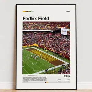 FedEx Field Poster, Washington Commanders Poster Print, Stadium Poster, Sports Poster, Mid Century Modern, Football Fan Gift Print