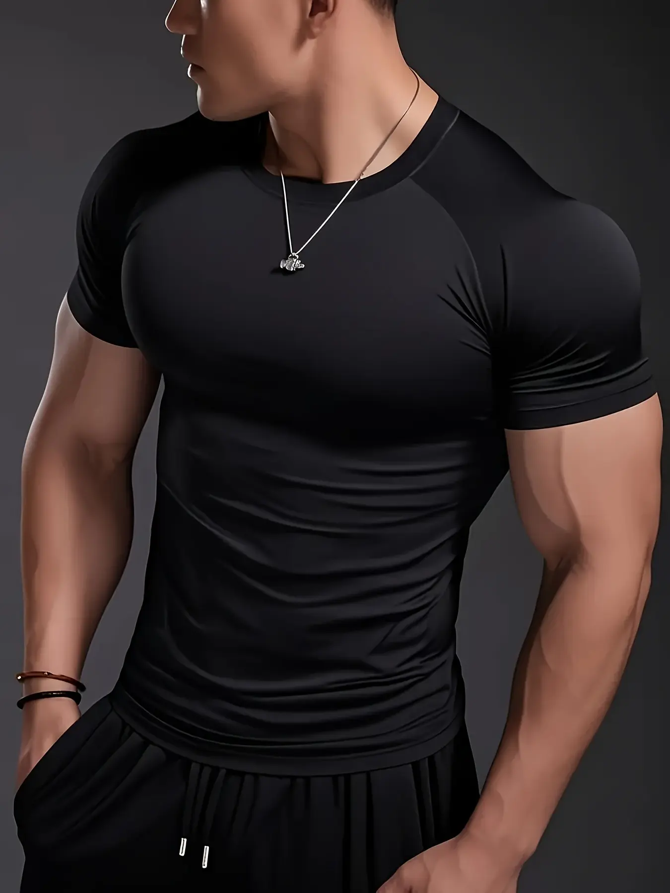 Men's High Performance  Tee, 4-Way Stretch Gym Shirt, Breathable & Soft Workout Top for Bodybuilding, Training, Casual Wear.