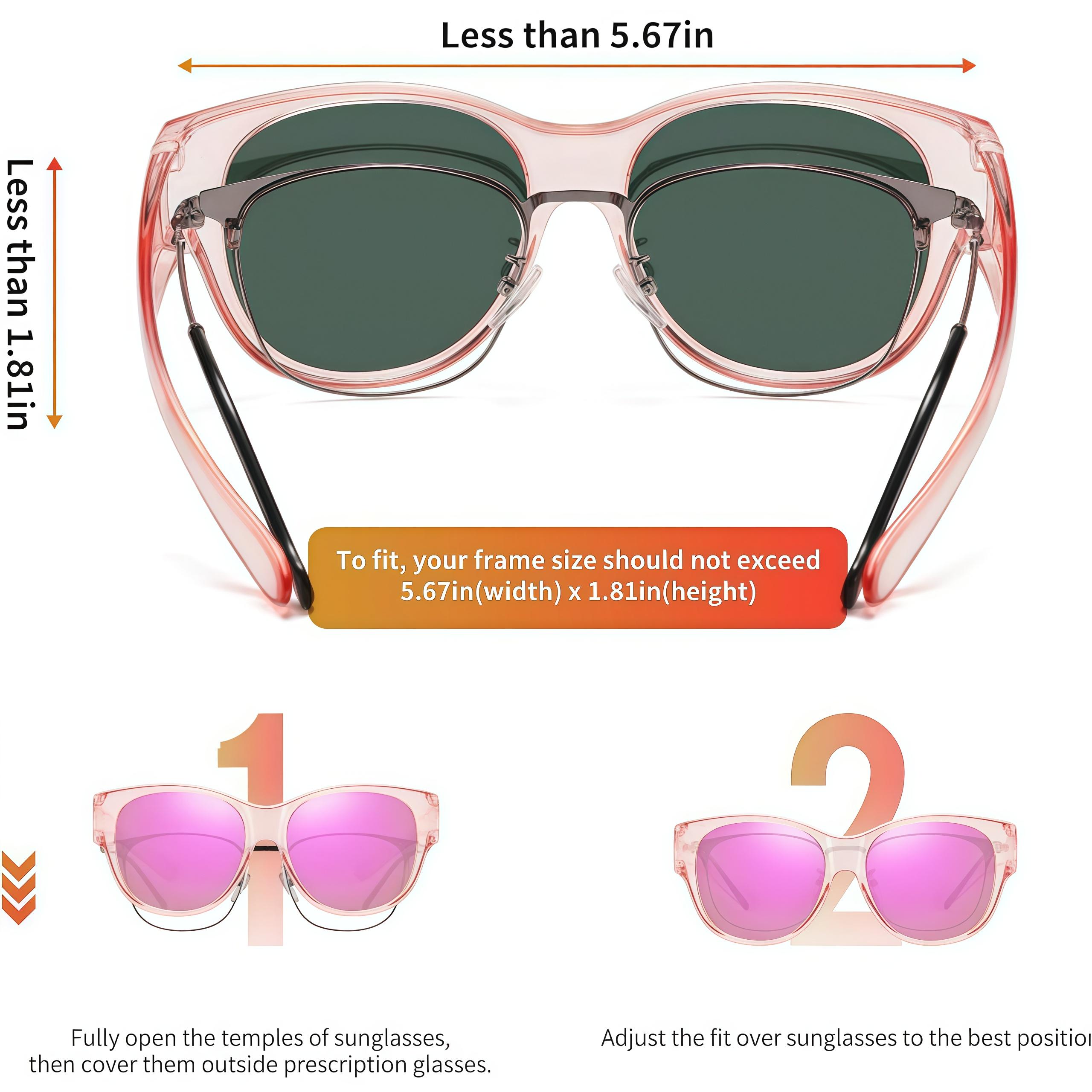 EUNOIALENS Fit-Over Sunglasses Women's Oversized Square Polarized Fit-Over Sunglasses - UV400 Protection, PC Wraparound Full Rim, T-Zone Temples, Polycarbonate Eyewear, Casual Driving Use, Polarized Women's Sunglasses