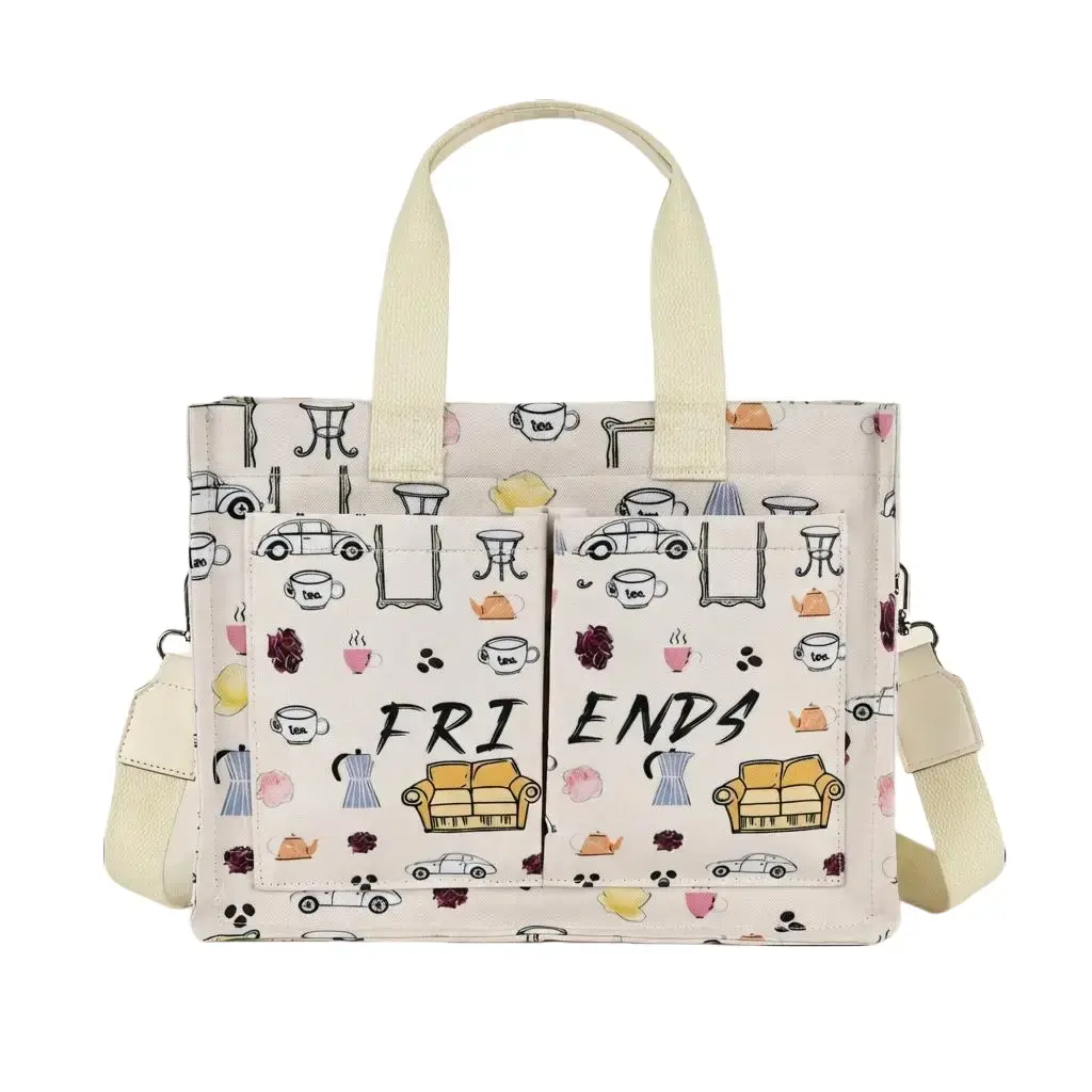 Canvas Tote Bag for Women Sturdy Upright Friends Crossbody Bags Work Laptop Tote Bag Large Handbags Purse for Travel
