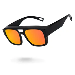 Meeloog Polarized Fit Over Sunglasses for Men & Women,Outdoor Fashion Rectangular Aviator Style, Lightweight & Flexible TR90 Frame, UV Protection Sunglasses Over Glasses ST0081 Functionality Coating Lens