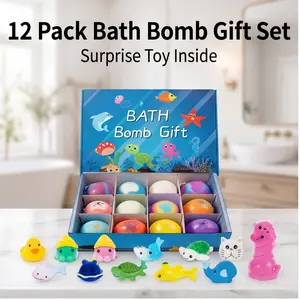 Bath Bombs with SurpriseSPRINGInside(randomly shaped), 12 Pack Kid Bath Bombs Gift Set,Boys Girls BubbleBath with Toys Inside Skin Repair，Gift box filler