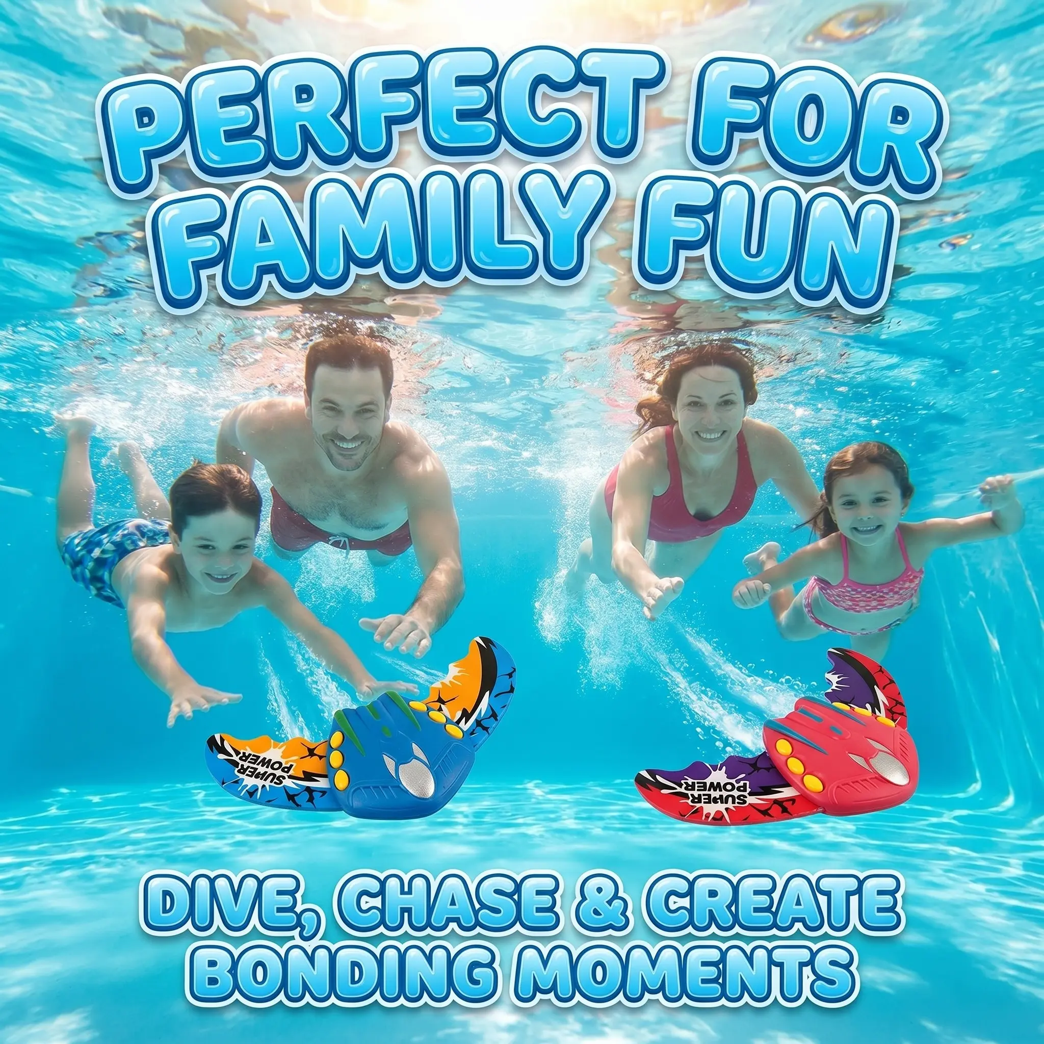 2-Pack Kids Pool Diving Toys - Battery-Free Self-Propelled Underwater Gliders, Hydrodynamic Manta Ray Swimming Pool Water Game, Bath Toy Play Set, Summer Outdoor Beach Toys Gift for Boys Girls 5-12