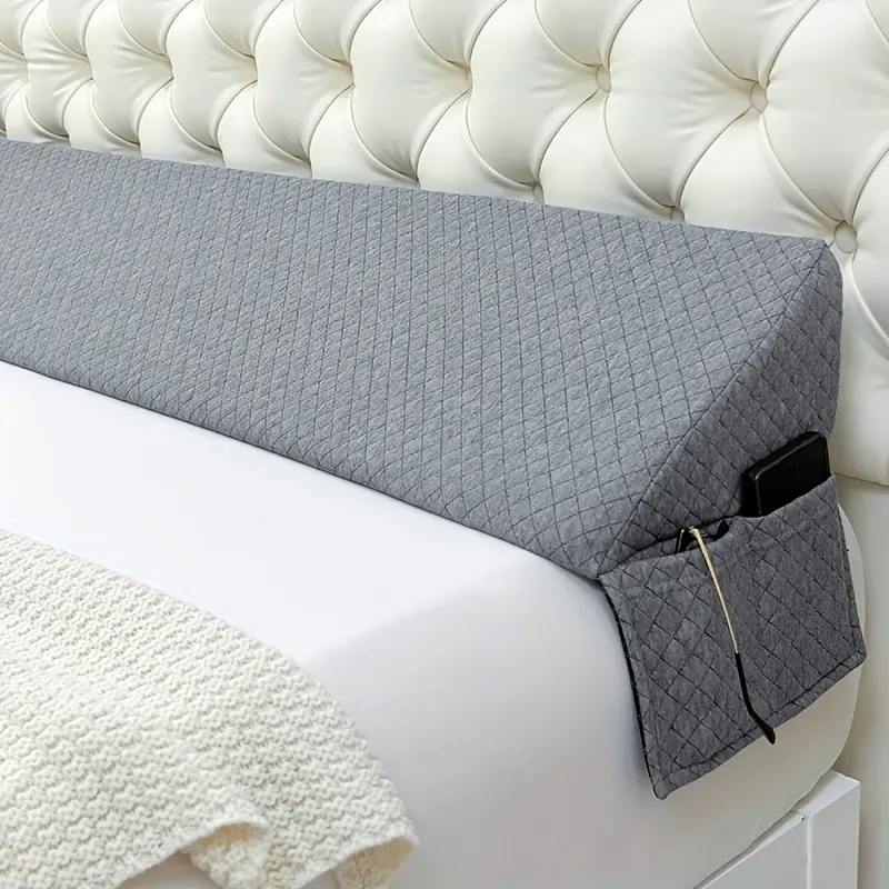 Bed Wedge Pillow - Adjustable 0-7" Gap Filler for Headboard & Mattress/Wall, Backrest, Bed Pillows for Snoring, Spinal Alignment, Single/Double Bed (White/ Grey) Supportive Memory Foam